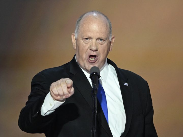 Former Acting Director of Immigration and Customs Enforcement (ICE) Thomas Homan speaks during the third day of the 2024 Republican National Convention at the Fiserv Forum in Milwaukee, Wisconsin, on July 17, 2024. Days after he survived an assassination attempt Donald Trump won formal nomination as the Republican presidential candidate and picked Ohio US Senator J.D. Vance for running mate. (Photo by ANDREW CABALLERO-REYNOLDS / AFP)